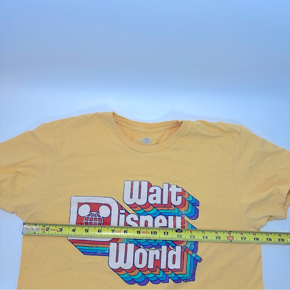 Disney Walt Disney World Women’s M Yellow Tee Retro Rainbow Graphic Tee T-Shirt - Picture 4 of 5